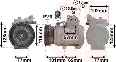 Van Wezel 8300K146 - Compressor, air conditioning autospares.lv