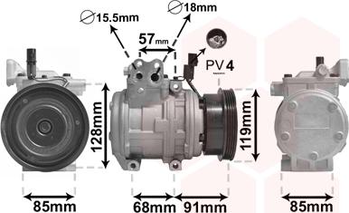 Van Wezel 8300K155 - Compressor, air conditioning autospares.lv