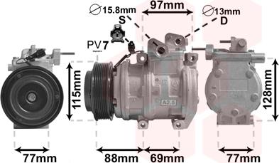 Van Wezel 8300K124 - Compressor, air conditioning autospares.lv