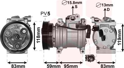 Van Wezel 8300K200 - Compressor, air conditioning autospares.lv