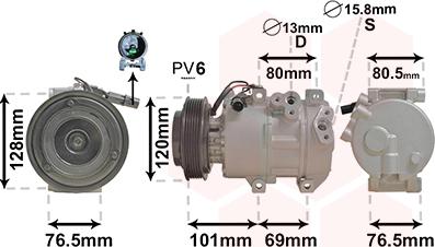 Van Wezel 8301K703 - Compressor, air conditioning autospares.lv