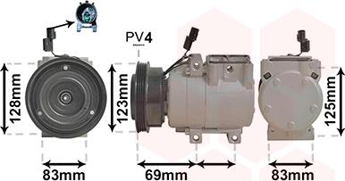 Van Wezel 8200K198 - Compressor, air conditioning autospares.lv