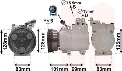 Van Wezel 8200K159 - Compressor, air conditioning autospares.lv