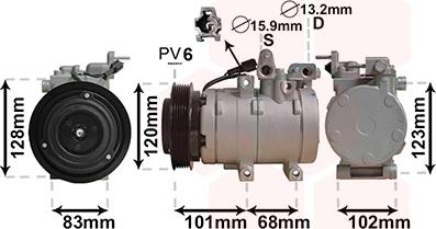 Van Wezel 8200K123 - Compressor, air conditioning autospares.lv