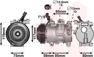 Van Wezel 8200K319 - Compressor, air conditioning autospares.lv