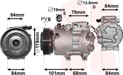 Van Wezel 8200K374 - Compressor, air conditioning autospares.lv