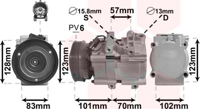 Van Wezel 8200K209 - Compressor, air conditioning autospares.lv