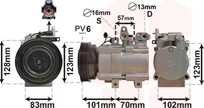 Van Wezel 8200K219 - Compressor, air conditioning autospares.lv