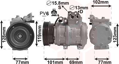 Van Wezel 8200K222 - Compressor, air conditioning autospares.lv