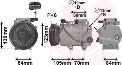 Van Wezel 8201K704 - Compressor, air conditioning autospares.lv