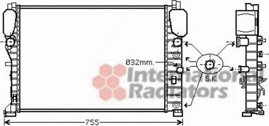 Van Wezel 30002440 - Radiator, engine cooling autospares.lv