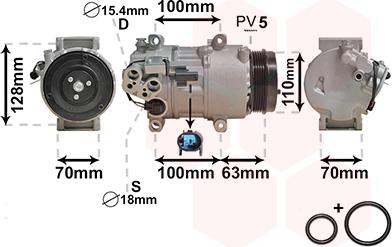 Van Wezel 3000K434 - Compressor, air conditioning autospares.lv