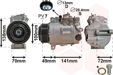 Van Wezel 3000K560 - Compressor, air conditioning autospares.lv