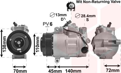 Van Wezel 3000K568 - Compressor, air conditioning autospares.lv