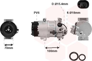 Van Wezel 3000K576 - Compressor, air conditioning autospares.lv