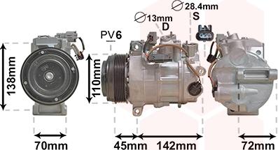 Van Wezel 3000K697 - Compressor, air conditioning autospares.lv