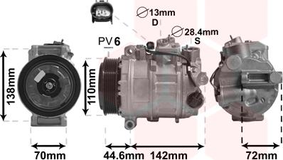 Van Wezel 3000K611 - Compressor, air conditioning autospares.lv