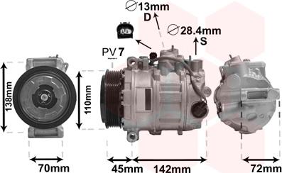 Van Wezel 3000K636 - Compressor, air conditioning autospares.lv