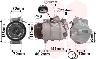 Van Wezel 3000K091 - Compressor, air conditioning autospares.lv