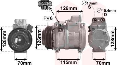 Van Wezel 3000K087 - Compressor, air conditioning autospares.lv