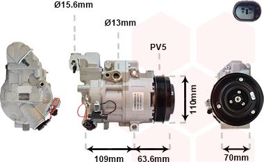 Van Wezel 3000K075 - Compressor, air conditioning autospares.lv