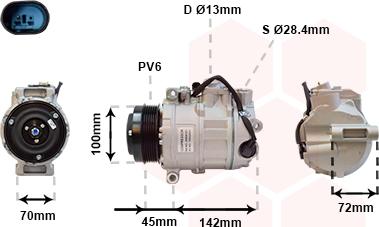 Van Wezel 3000K351 - Compressor, air conditioning autospares.lv