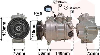 Van Wezel 3000K704 - Compressor, air conditioning autospares.lv