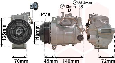 Van Wezel 3000K705 - Compressor, air conditioning autospares.lv