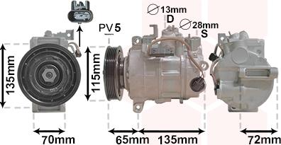 Van Wezel 3001K702 - Compressor, air conditioning autospares.lv