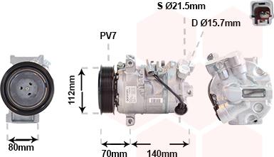 Van Wezel 3001K715 - Compressor, air conditioning autospares.lv