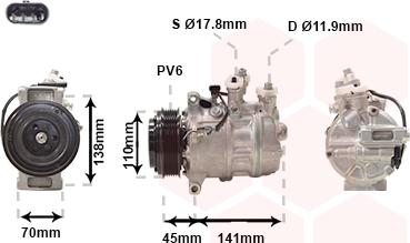 Van Wezel 3001K711 - Compressor, air conditioning autospares.lv