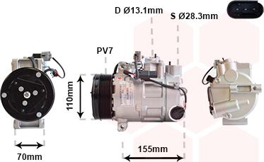 Van Wezel 3001K712 - Compressor, air conditioning autospares.lv