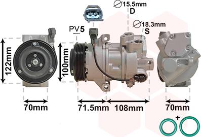 Van Wezel 3200K249 - Compressor, air conditioning autospares.lv