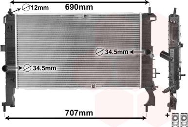 Van Wezel 37002346 - Radiator, engine cooling autospares.lv