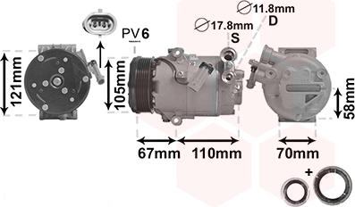 Van Wezel 3700K494 - Compressor, air conditioning autospares.lv