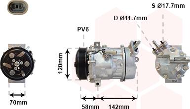 Van Wezel 3700K448 - Compressor, air conditioning autospares.lv