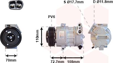 Van Wezel 3700K419 - Compressor, air conditioning autospares.lv