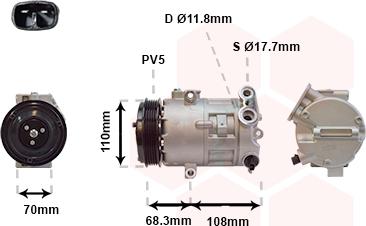 Van Wezel 3700K418 - Compressor, air conditioning autospares.lv