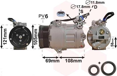 Van Wezel 3700K438 - Compressor, air conditioning autospares.lv