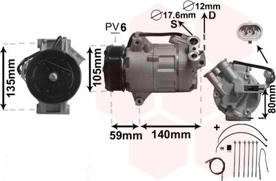 Van Wezel 3700K437 - Compressor, air conditioning autospares.lv