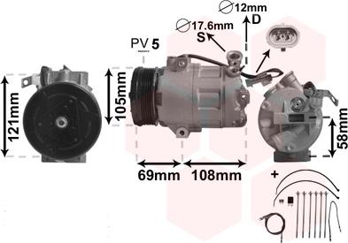 Van Wezel 3700K427 - Compressor, air conditioning autospares.lv