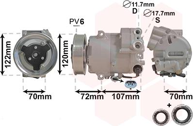 Van Wezel 3700K595 - Compressor, air conditioning autospares.lv