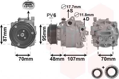 Van Wezel 3700K659 - Compressor, air conditioning autospares.lv