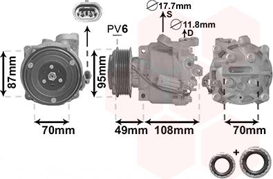 Van Wezel 3700K668 - Compressor, air conditioning autospares.lv