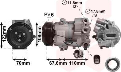 Van Wezel 3700K605 - Compressor, air conditioning autospares.lv