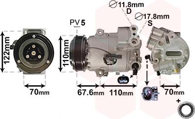 Van Wezel 3700K606 - Compressor, air conditioning autospares.lv