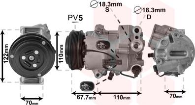 Van Wezel 3700K608 - Compressor, air conditioning autospares.lv