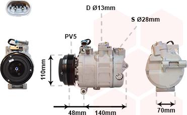 Van Wezel 3700K356 - Compressor, air conditioning autospares.lv