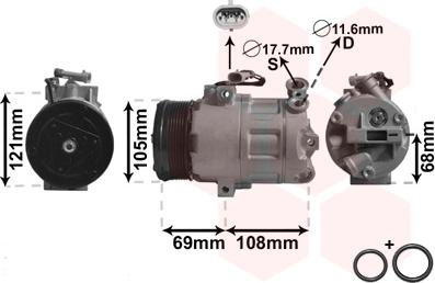 Van Wezel 3700K358 - Compressor, air conditioning autospares.lv