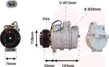 Van Wezel 3700K357 - Compressor, air conditioning autospares.lv